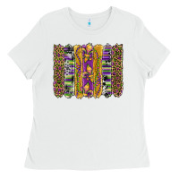 White mardi gras fleur de lis cowhide serape leopard glitter brushstrokes Ladies Tee - Artiststas