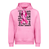 Fuchsia Pink Breast Cancer Ribbon Hope Love Faith Urban Hoodie - texasbilliewilder