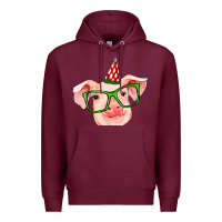 Burgundy pig christmas Premium Hoodie - RanaPortraitStore