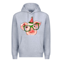 Heather Grey pig christmas Premium Hoodie - RanaPortraitStore