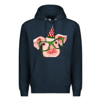 Navy pig christmas Premium Hoodie - RanaPortraitStore