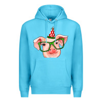 Ocean Blue pig christmas Premium Hoodie - RanaPortraitStore