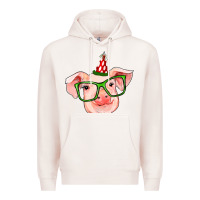 Pale Pink pig christmas Premium Hoodie - RanaPortraitStore