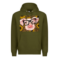 Army Green sunflowers pig Premium Hoodie - RanaPortraitStore