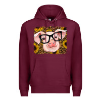 Burgundy sunflowers pig Premium Hoodie - RanaPortraitStore
