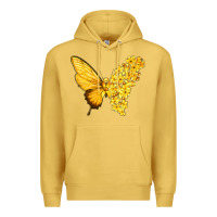 Antique Gold flowers and childhood cancer ribbon butterfly Premium Hoodie - texasbilliewilder