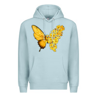 Blue Mist flowers and childhood cancer ribbon butterfly Premium Hoodie - texasbilliewilder