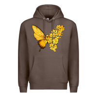 Coffee flowers and childhood cancer ribbon butterfly Premium Hoodie - texasbilliewilder