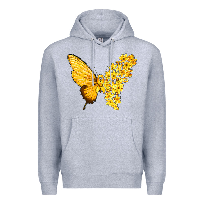Flowers And Childhood Cancer Ribbon Butterfly Premium Hoodie by texasbilliewilder | Teevron