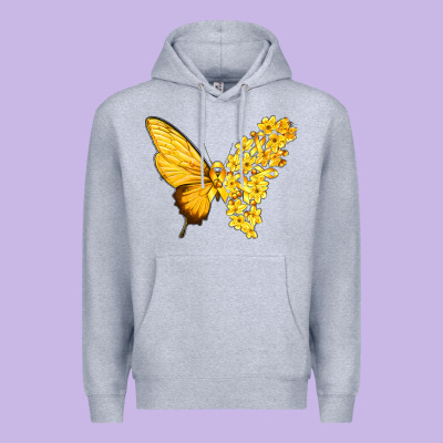Flowers And Childhood Cancer Ribbon Butterfly Premium Hoodie Designed By Texasbilliewilder