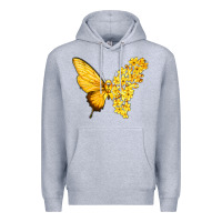 Heather Grey flowers and childhood cancer ribbon butterfly Premium Hoodie - texasbilliewilder