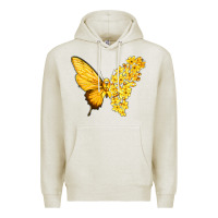 Oatmeal Heather flowers and childhood cancer ribbon butterfly Premium Hoodie - texasbilliewilder