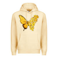 Pina Colada flowers and childhood cancer ribbon butterfly Premium Hoodie - texasbilliewilder