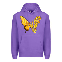 Purple flowers and childhood cancer ribbon butterfly Premium Hoodie - texasbilliewilder