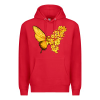 Red flowers and childhood cancer ribbon butterfly Premium Hoodie - texasbilliewilder