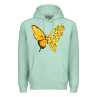 Seafoam flowers and childhood cancer ribbon butterfly Premium Hoodie - texasbilliewilder