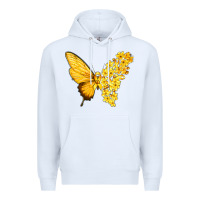 White flowers and childhood cancer ribbon butterfly Premium Hoodie - texasbilliewilder