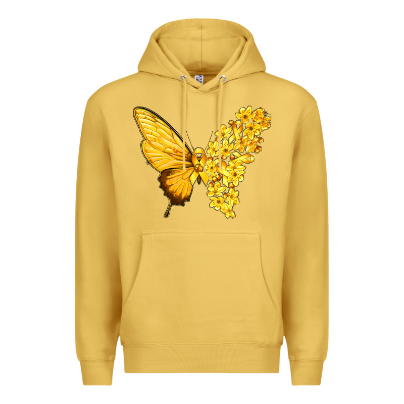 Flowers And Childhood Cancer Ribbon Butterfly Premium Hoodie by texasbilliewilder | Teevron