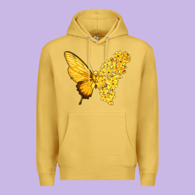 Flowers And Childhood Cancer Ribbon Butterfly Premium Hoodie Designed By Texasbilliewilder