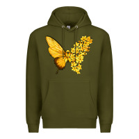Army Green flowers and childhood cancer ribbon butterfly Premium Hoodie - texasbilliewilder