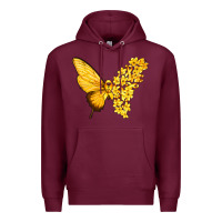 Burgundy flowers and childhood cancer ribbon butterfly Premium Hoodie - texasbilliewilder