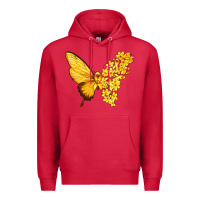Cardinal flowers and childhood cancer ribbon butterfly Premium Hoodie - texasbilliewilder