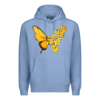 Colony Blue flowers and childhood cancer ribbon butterfly Premium Hoodie - texasbilliewilder