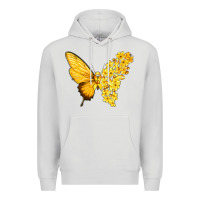 Dove Grey flowers and childhood cancer ribbon butterfly Premium Hoodie - texasbilliewilder