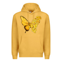 Mustard flowers and childhood cancer ribbon butterfly Premium Hoodie - texasbilliewilder