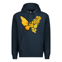 Navy flowers and childhood cancer ribbon butterfly Premium Hoodie - texasbilliewilder