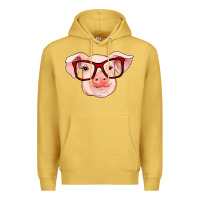 Antique Gold pig with red glasses Premium Hoodie - RanaPortraitStore