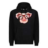 Black pig with red glasses Premium Hoodie - RanaPortraitStore