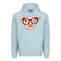 Blue Mist pig with red glasses Premium Hoodie - RanaPortraitStore