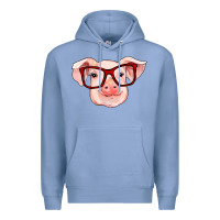 Colony Blue pig with red glasses Premium Hoodie - RanaPortraitStore