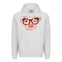 Dove Grey pig with red glasses Premium Hoodie - RanaPortraitStore