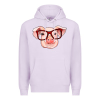 Lilac pig with red glasses Premium Hoodie - RanaPortraitStore