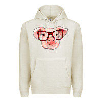 Oatmeal Heather pig with red glasses Premium Hoodie - RanaPortraitStore