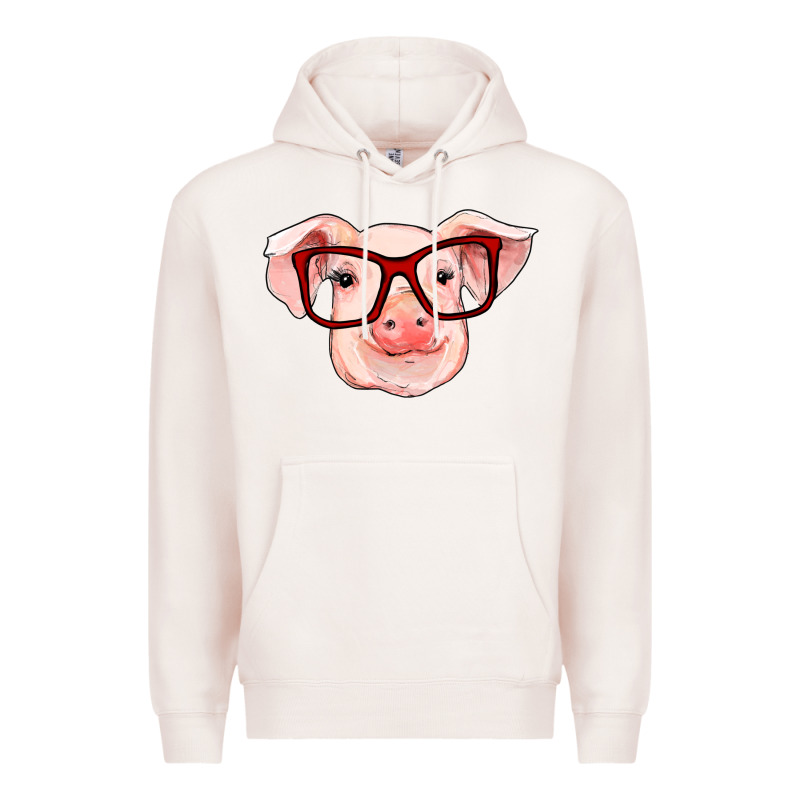 Pig With Red Glasses Premium Hoodie by RanaPortraitStore | Teevron