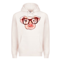 Pale Pink pig with red glasses Premium Hoodie - RanaPortraitStore