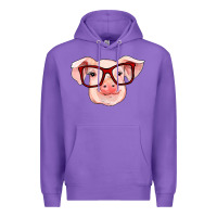 Purple pig with red glasses Premium Hoodie - RanaPortraitStore