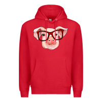 Red pig with red glasses Premium Hoodie - RanaPortraitStore