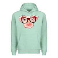 Seafoam pig with red glasses Premium Hoodie - RanaPortraitStore