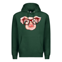 Sports Green pig with red glasses Premium Hoodie - RanaPortraitStore