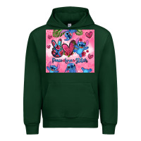Forest Green peace love stitch Urban Hoodie - Zillion Design Studio