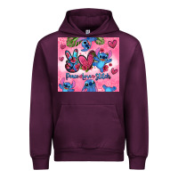 Mauve Wine peace love stitch Urban Hoodie - Zillion Design Studio