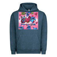 Pigment Midnight Navy peace love stitch Urban Hoodie - Zillion Design Studio