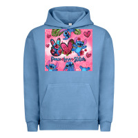 Pigment Pebble Blue peace love stitch Urban Hoodie - Zillion Design Studio