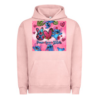 Pigment Salmon peace love stitch Urban Hoodie - Zillion Design Studio