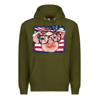 Army Green american flag pig Premium Hoodie - RanaPortraitStore