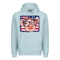 Blue Mist american flag pig Premium Hoodie - RanaPortraitStore